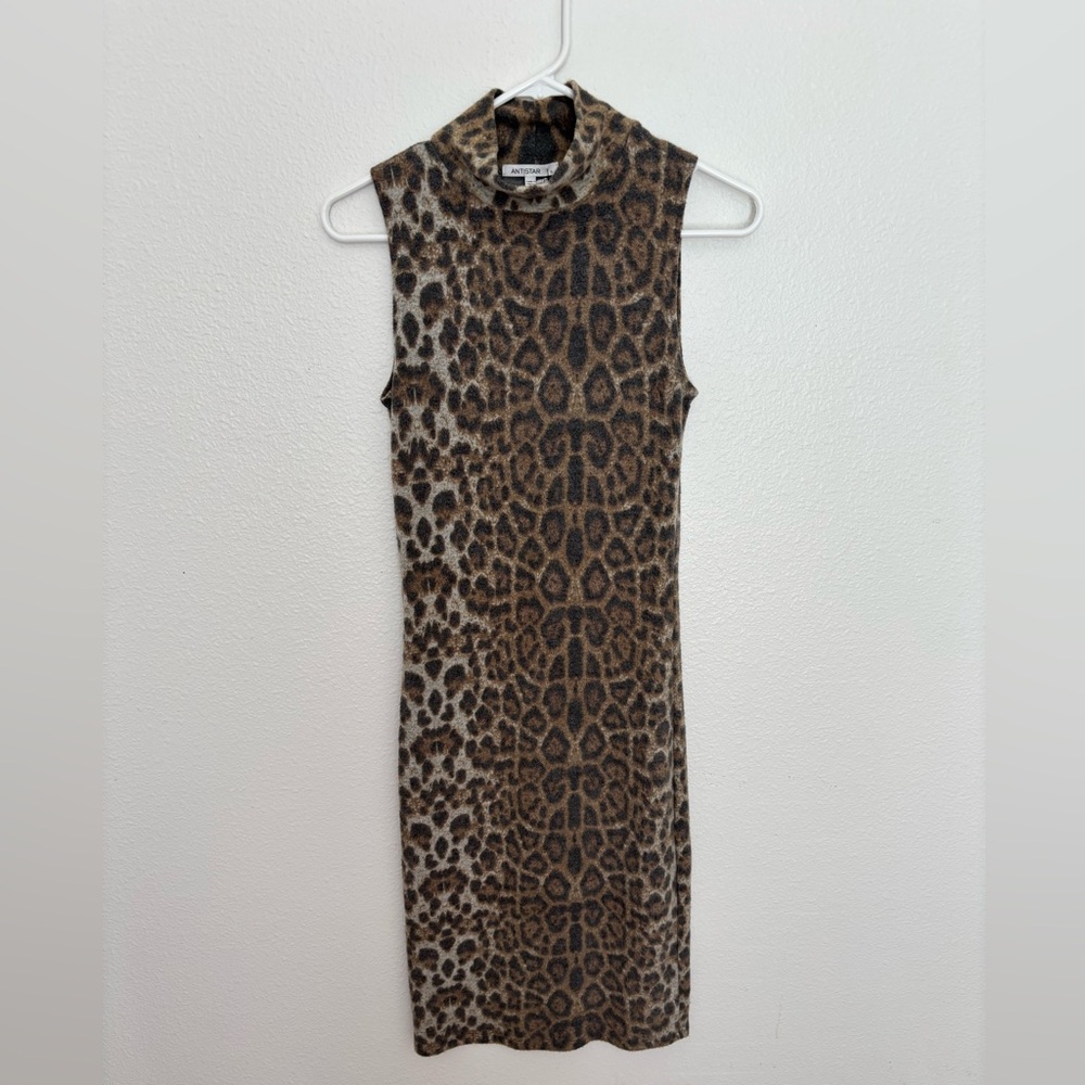 Antistar Leopard Print Sleeveless Bodycon Dress - Brown & Black